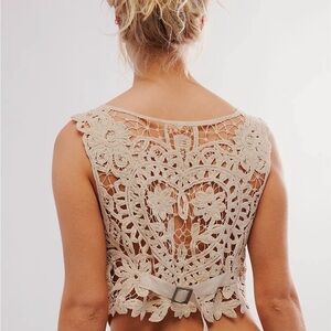 Free People Cream Bailey Battenburg Vest